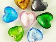main image for ad Glass Silver Foil Heart Beads