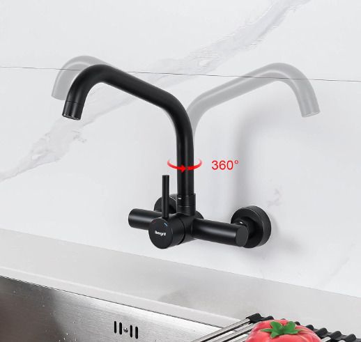 Ibergrif Wall Mounted Kitchen Tap Single Lever Mixer Tap 360 dagree Rotation