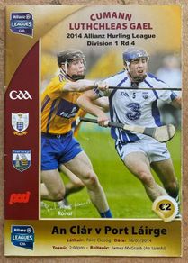 2014 Clare v Waterford - GAA Allianz Hurling League Programme