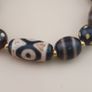 Vintage Himalayan Tibetan Dzi Agate Beads 2-Eyes Bracelet with Dotted Quartz Image 2