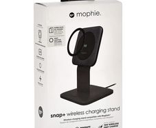 Mophie Wireless Qi Charging Stand 15W snap+ with 15W UK USB C Plug - Black, New
