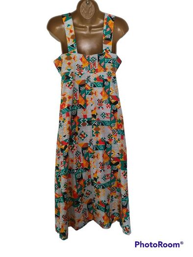 Vintage Pinafore summer dress abstract pattern Made in Ireland size Small Postage included