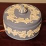 Set of Vintage Wedgwood Blue Jasperware Round Trinket Box and 3 x Small Plates Image 3