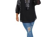 Joanna Hope black embroidered  Peasant Blouse size UK10 EU38 Postage included