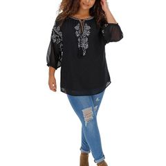 Joanna Hope black embroidered  Peasant Blouse size UK10 EU38 Postage included