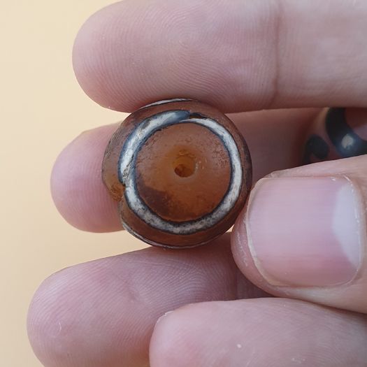 Vintage Etched Carnelian Agate Beads Tribal Gemstone Lot of 3