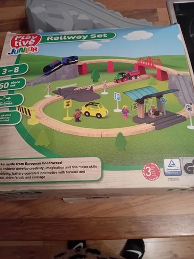 Wooden train set with figures