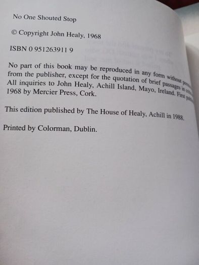 2 John Healy Books/ No One shouted stop,1988 & Healy,Reporter John Healy 1991