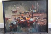 Vintage - Painting on Canvas - P. Wong