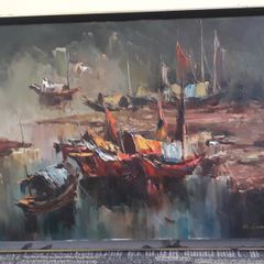 Vintage - Painting on Canvas - P. Wong