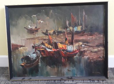 Vintage - Painting on Canvas - P. Wong