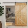 Sliding Barn Door Kit 8FT/240CM Black Heavy Duty Barn Door Sliding Hardware Track Kit for Single Wood Door 120CM Wide Image 2