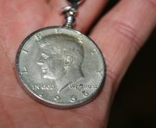 1966 Kennedy Silver Half Dollar key ring