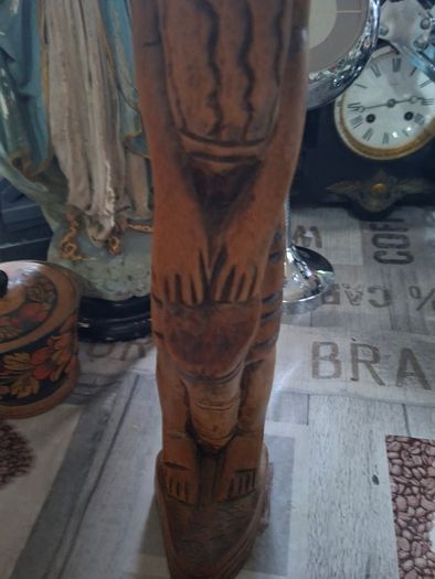Beautiful Old Large Hand Carved Wooden African Drummer Statue Postage available or Collection