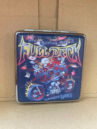 Black clown and deck cards tobacco case