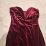 Burgundy velvet dress with deep V Image 2