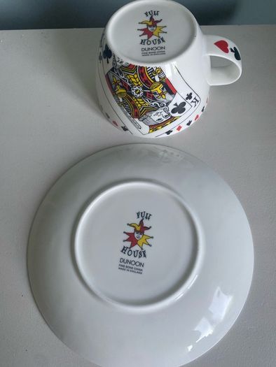 Vintage playing card cup and saucer set