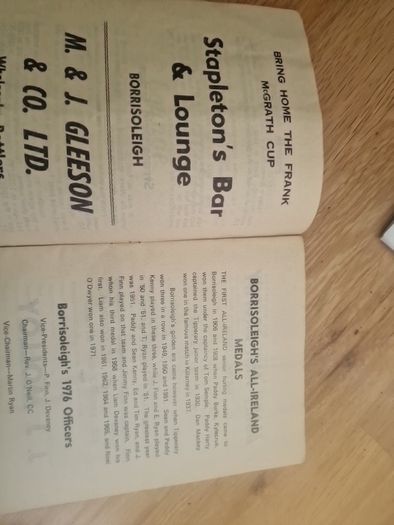 1975 North Tipperary Senior Hurling Final Match Programme