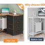 Corner Desk with Drawers, L Shaped Computer Desk 140x80cm with USB Charging Port & Power Outlet Image 4