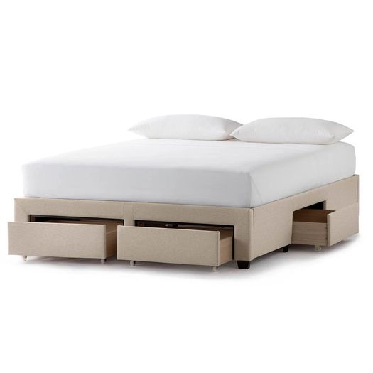 Upholstered Storage Bed Frame Full / Double (Oat Colour)