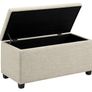 Rectangular Ottoman Polyester Storage box and Entryway Bench, Foot stool, Beige, 42 x 91 x 43 cm W x D x H Image 2