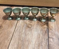 Egg Cups Vintage Metal x6