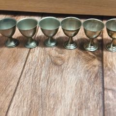Egg Cups Vintage Metal x6