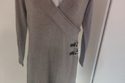 Sheego cross over grey long sleeve midi dress size UK14 EU42 Perfect condition Postage included