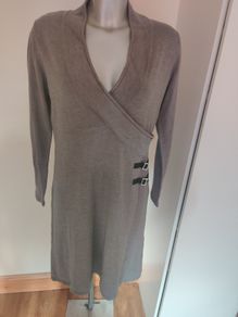 Sheego cross over grey long sleeve midi dress size UK14 EU42 Perfect condition Postage included
