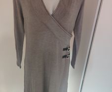 Sheego cross over grey long sleeve midi dress size UK14 EU42 Perfect condition Postage included