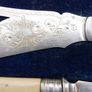 Vintage Boxed set of Faux Bone Handled Fish Servers with Hallmarked Silver Collars - 2 Pieces Image 5