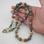 Antique Venetian Style MultiColor Stripe`Pattern Glass Beads Necklace Image 6