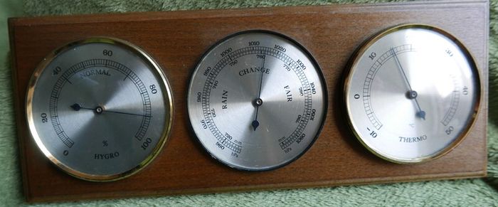 Vintage Wall Hanging Thermometer & Barometer & Hygrometer (one glass is missing)
