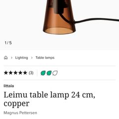 Leimu table lamp 24 cm, copper