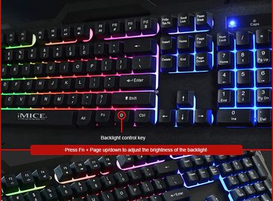 New Imice Ak-400 104keys Backlit Usb Wired Multifunctional Gaming Keyboard Black