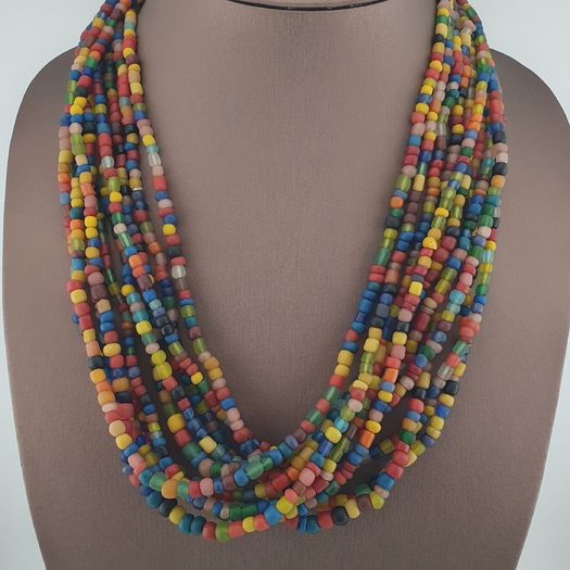 Vintage African Style MultiColor 4-5.5mm Glass Beads Necklace Strands