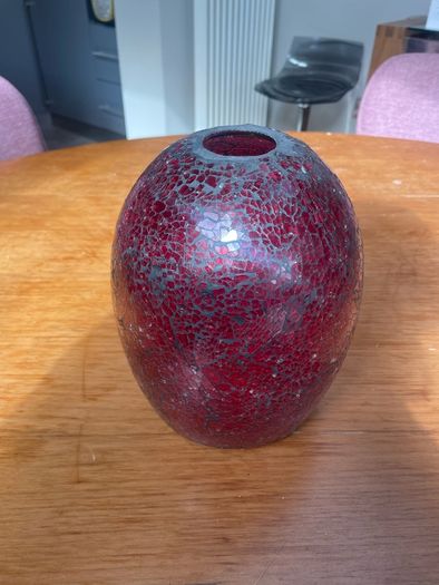 3 x Red Crackle Effect Glass Lamp Shades