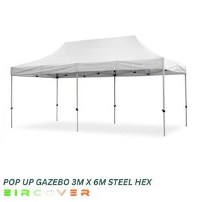 Heavy Duty Pop Up Gazebo Steel 40mm Hex 3m x 6m