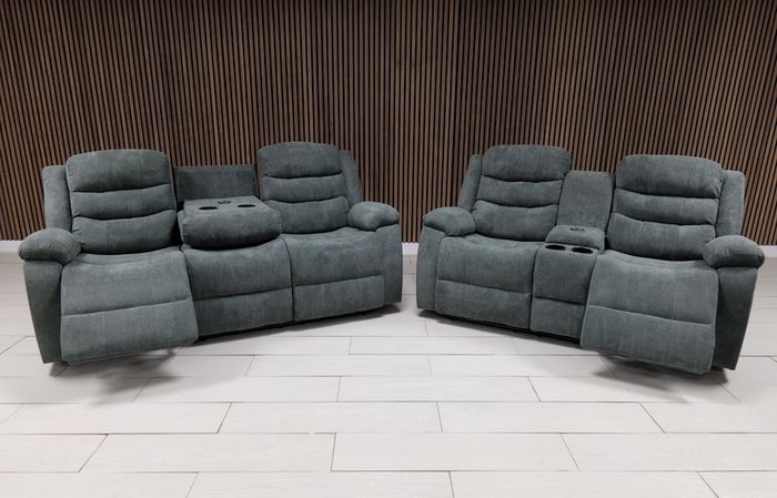 Roma Plus Grey Fabric Wireless Charging Recliner Sofa