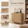 Sideboard, Buffet Storage Cabinet with Fluted Decorating, Sideboard Storage Cabinet with 2 Doors & Adjustable Shelf, Kitchen Cupboard for Living Room, Dining Room, 35 x 77 x 78 cm, Oak Image 5