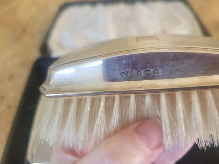 1935 Stirling silver art deco brush set Birmingham