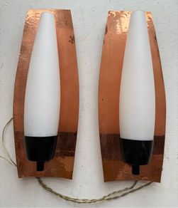 Retro vintage Mid-century Danish wall sconce lights X2 c1960