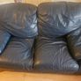 Navy leather 3 piece suite Image 2