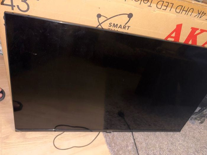 Tv with no remote (button can be used) and no stand.. Box included