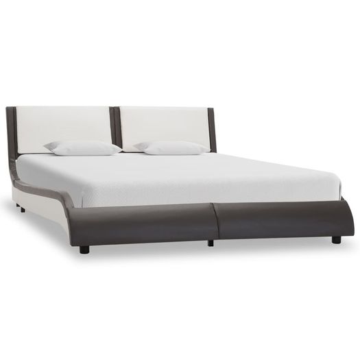 Bed Frame Grey and White Faux Leather 120x190 cm