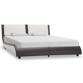 Bed Frame Grey and White Faux Leather 120x190 cm