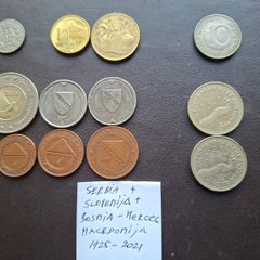 Serbia&Slovenia&Macedonia&Bosnia and Herzegovina. A Lot of 12 coins (1925-2021)