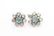 Vintage 925 Sterling Silver Moonstone Blue Topaz Earrings