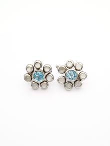Vintage 925 Sterling Silver Moonstone Blue Topaz Earrings
