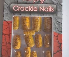 Retro Hairspray Yellow Cracked Glue On Fake Nails